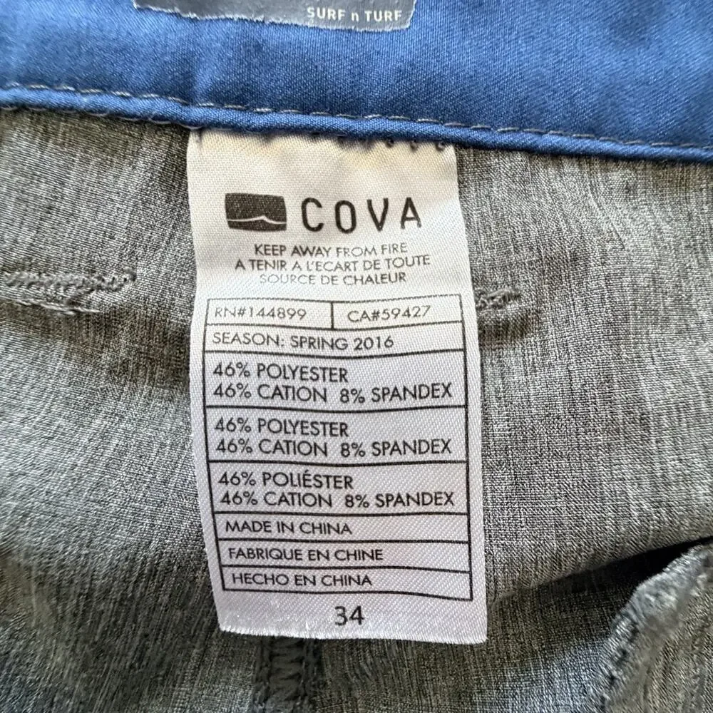 Cova Hybrid Mens Performance Shorts Logo Cargo Pocket Sz 34